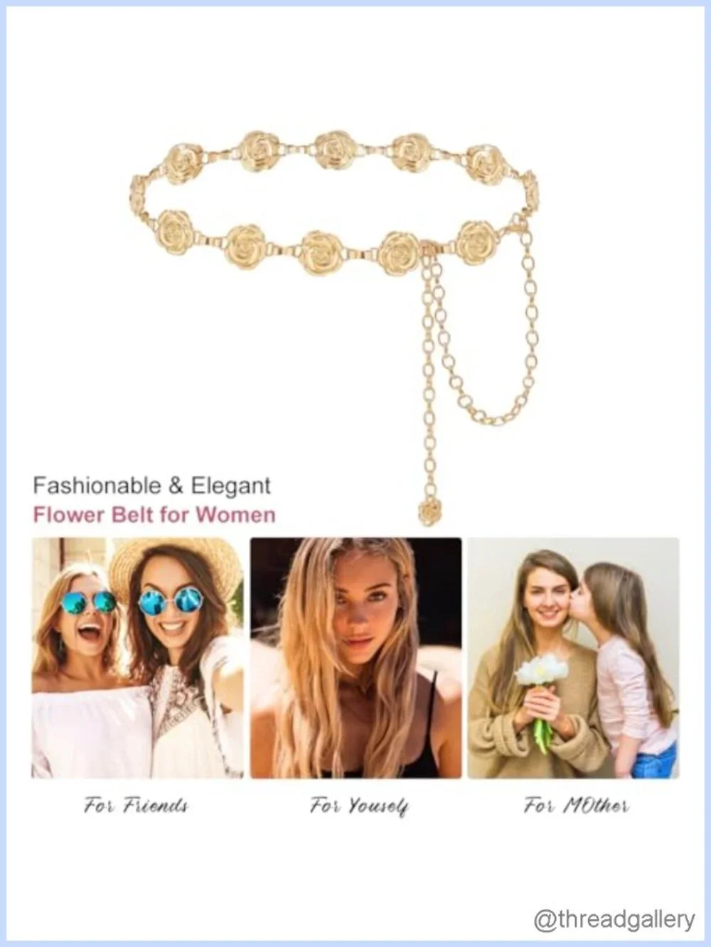 Alloy Flower Chain Waist Belt for Dresses